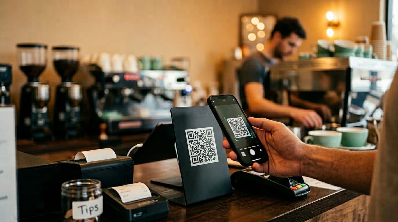 Customer-facing review wheel displayed on a restaurant counter
